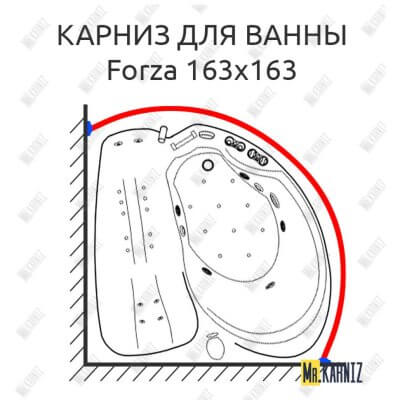 Карниз для ванны Doctor Jet Forza 163х163 Усиленный 25 мм MrKARNIZ