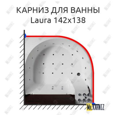 Карниз для ванны Doctor Jet Laura 142х138 Усиленный 25 мм MrKARNIZ